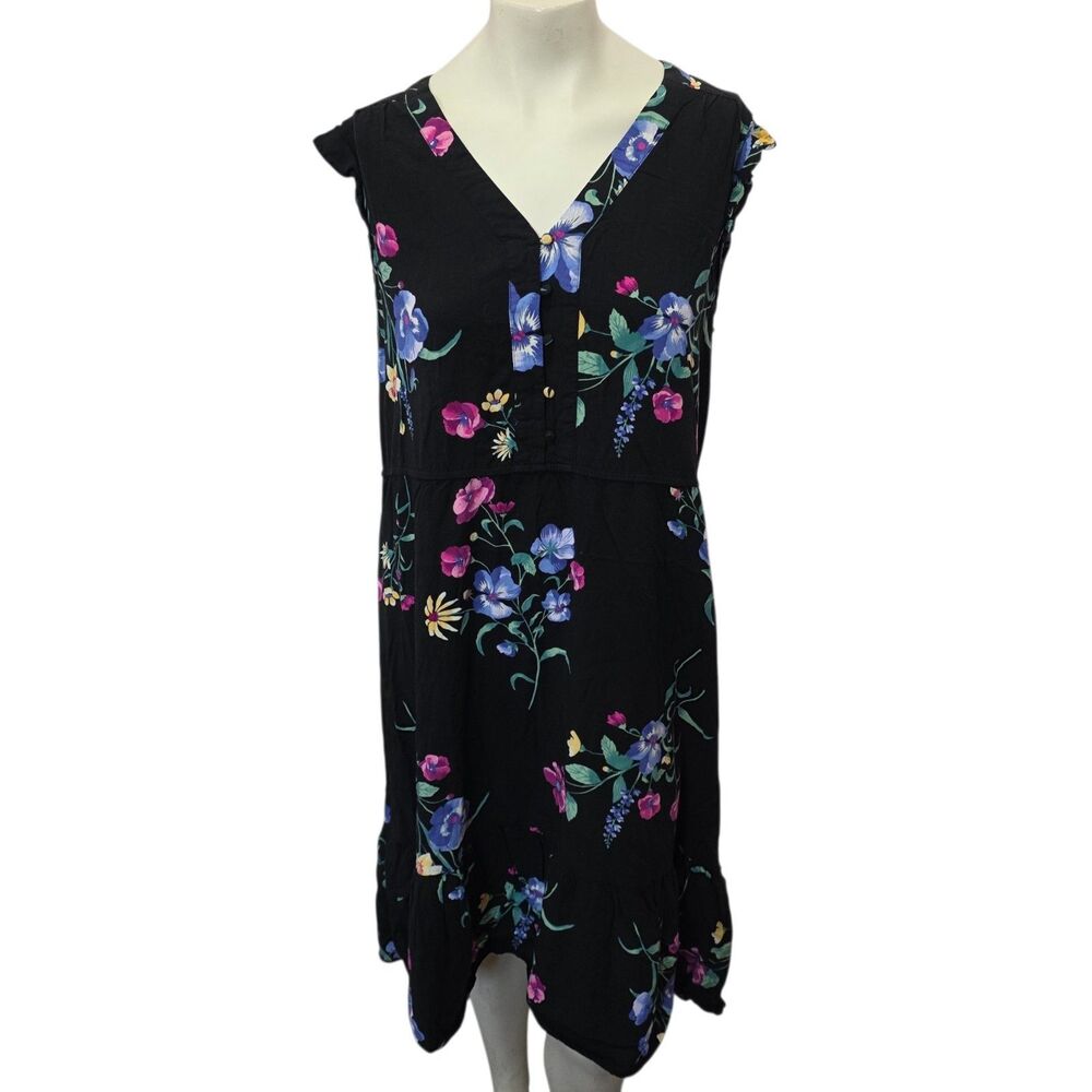 Old Navy Floral Midi Dress Black Flutter Sleeve Boho Cottagecore Large